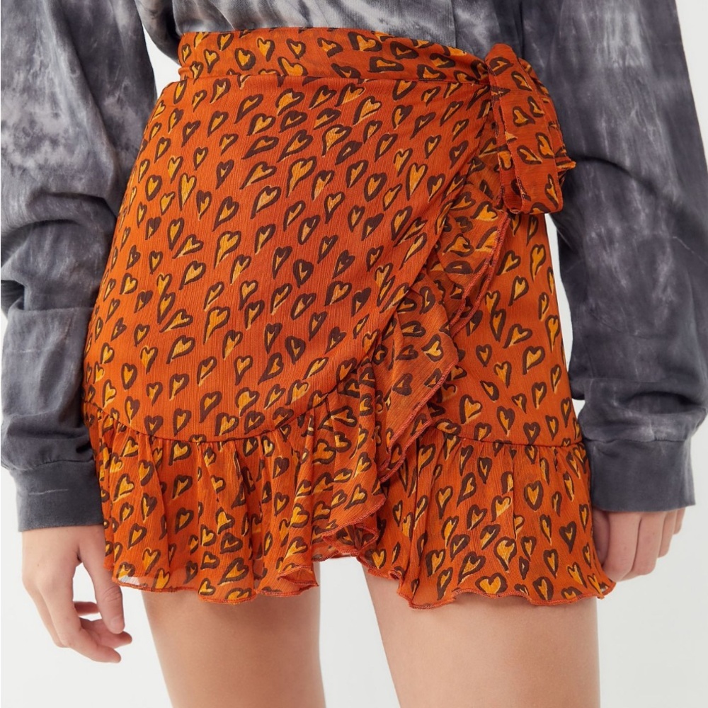 Urban Outfitters Heart Print Wrap Skirt